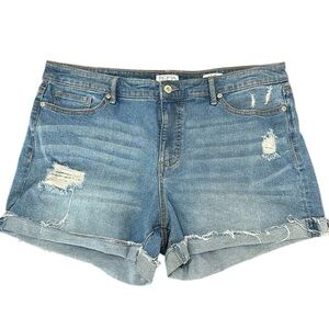 Sofia Jeans Lila Short Size 16 Blue Denim Cuffed Distressed High Rise
